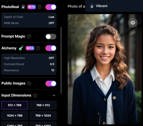 PhotoReal（Low）＋Vibrant＋Alchemy