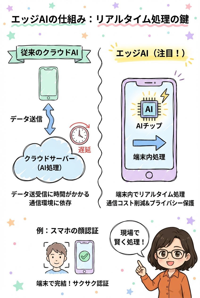 エッジAIの仕組み：図解グラレコ