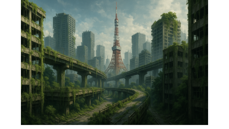 近未来の廃墟となった東京