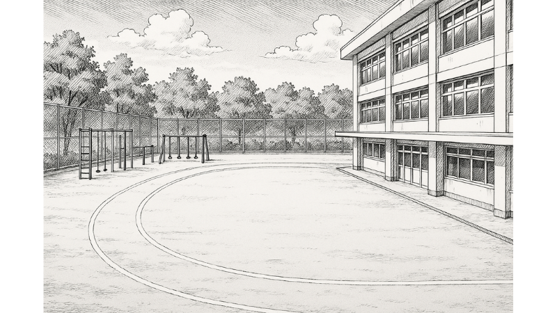 人のいない学校の校庭