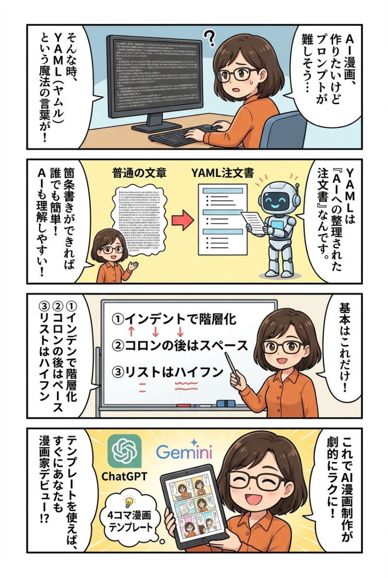 漫画制作の世界での「YAML（ヤムル）」について漫画で解説