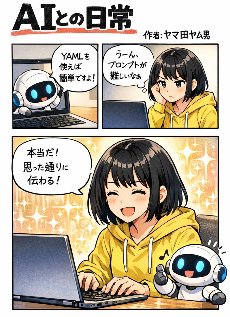YAMLを使って描いた漫画ページの例