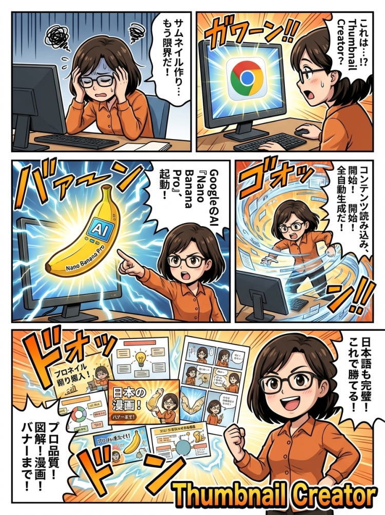 Thumbnail Creatorで作成した漫画生成の例