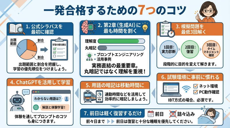 一発合格するための7つのコツインフォグラフィック