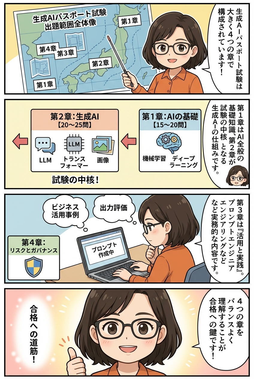 マンガ解説:出題範囲の全体像|4つの章を徹底解説