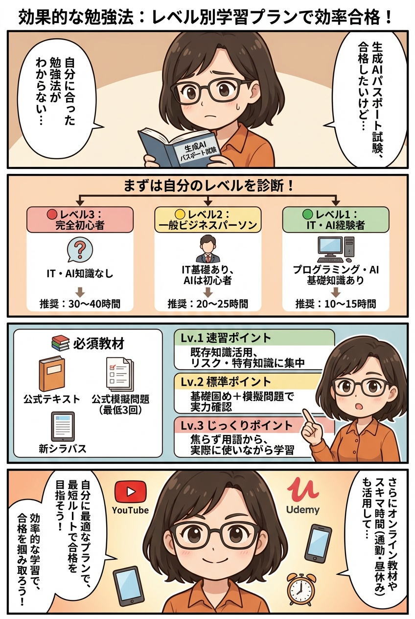 マンガ解説:効果的な勉強法|レベル別学習プラン