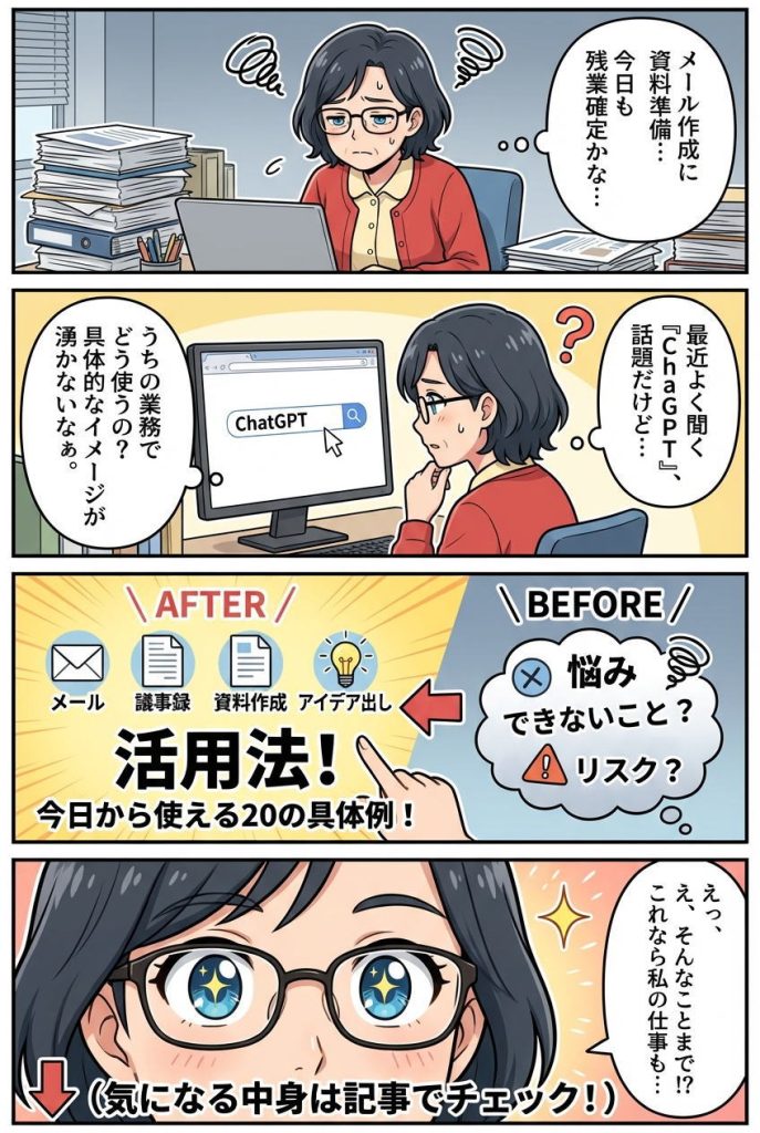 マンガで解説：ChatGPTビジネス活用術｜生成AIパスポート知識で実現する業務効率化20選