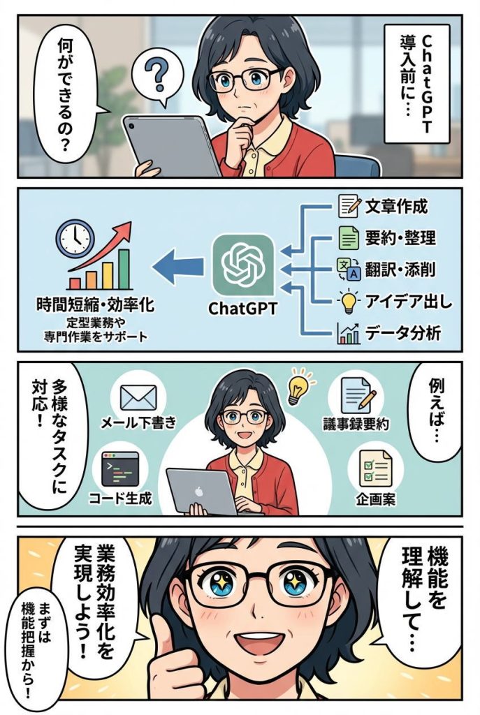 マンガで解説：ChatGPTでできること―導入前に知っておきたい機能一覧