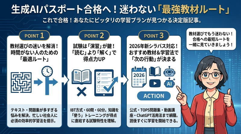 生成AIパスポートの試験範囲（2026年シラバス）と教材選びの前提：図解