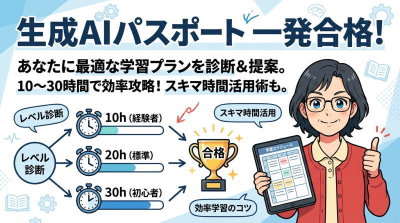 【学習時間別】生成AIパスポート勉強法｜10時間・20時間・30時間プラン