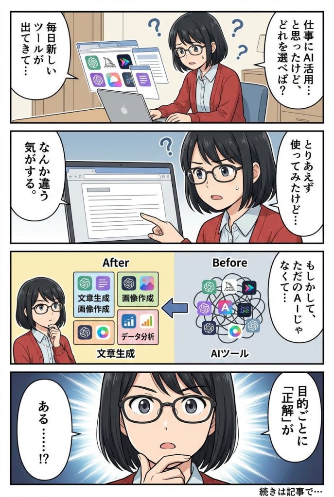 漫画で解説:主要生成AIツール完全比較|ChatGPT・Claude・Gemini・Copilot