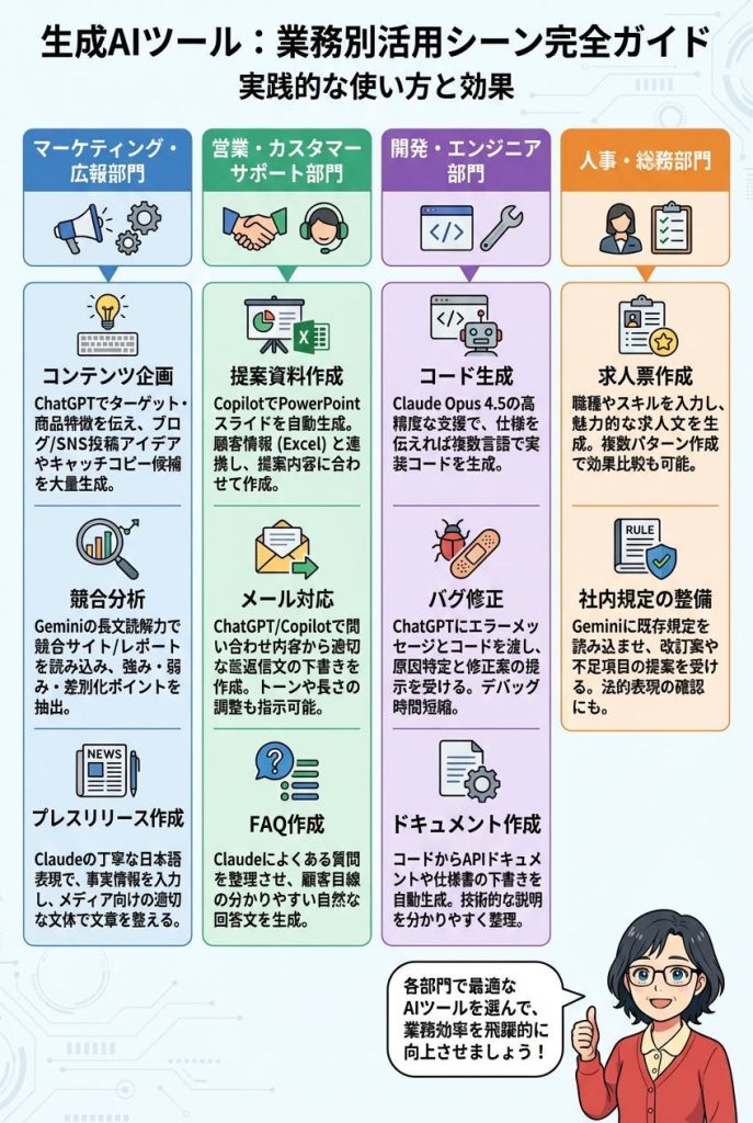 業務別活用シーン|実践的な使い方:図解インフォグラフィック