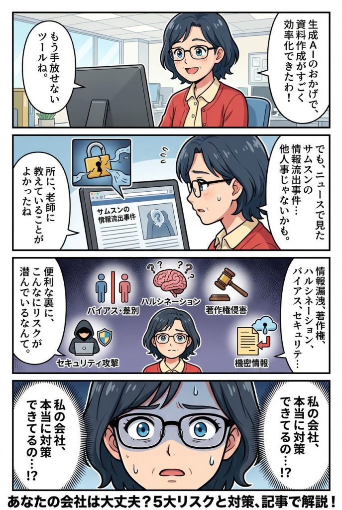 漫画で解説:生成AIのリスクとガバナンス|企業が知るべき倫理的課題