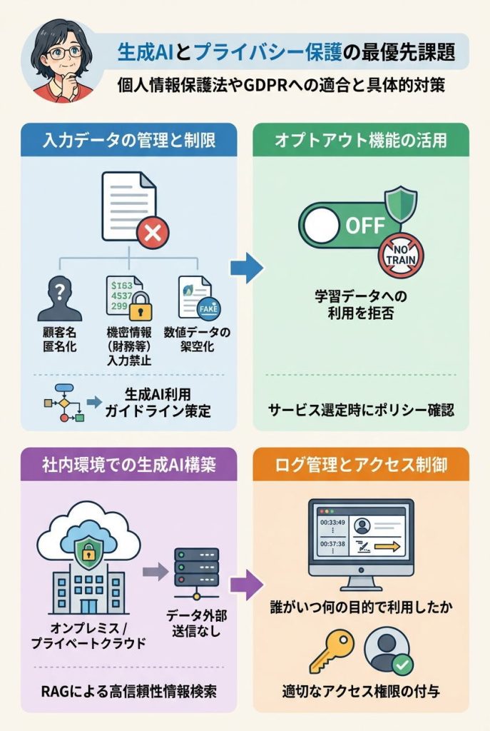 プライバシー保護の重要性と具体的対策:図解インフォグラフィック