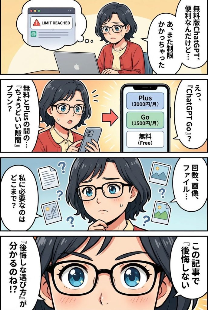 マンガで解説：ChatGPT Goとは？無料・Go・Plusの違いを比較｜料金と選び方