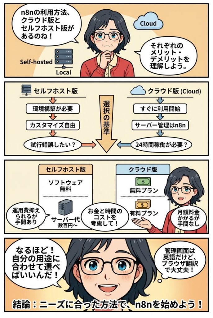 マンガ解説：n8nの利用方法と料金体系を理解する
