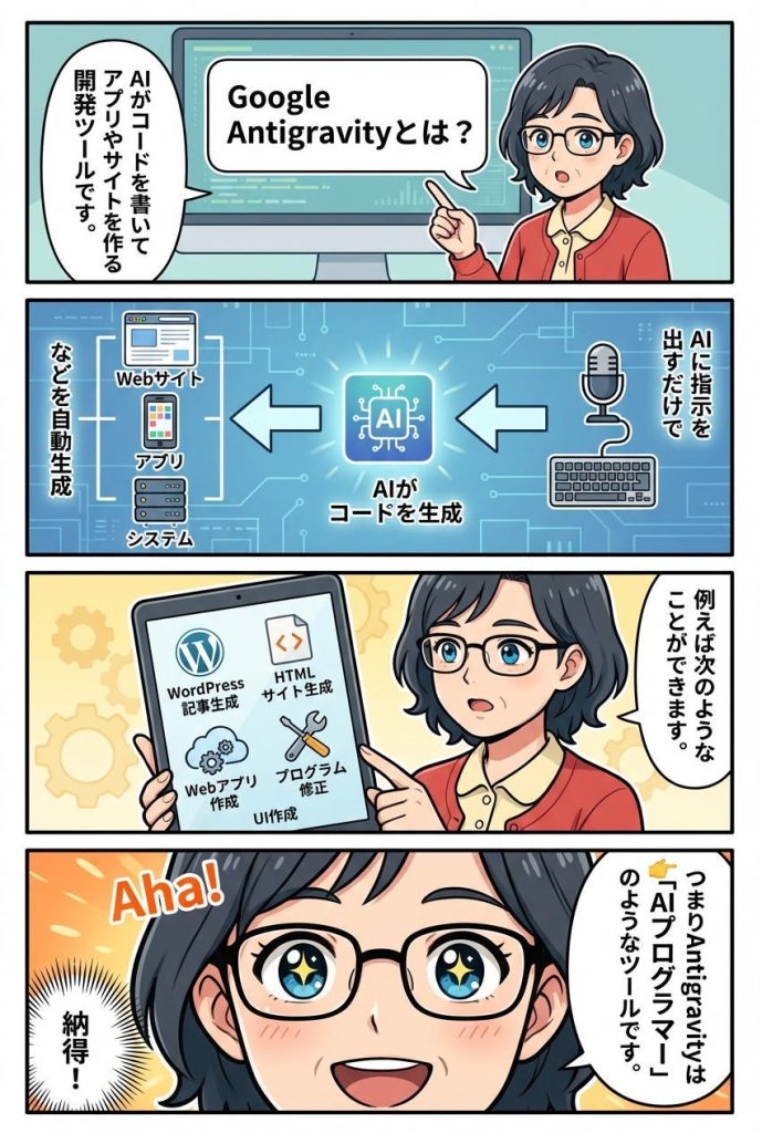 Google Antigravityは、開発ツールです。