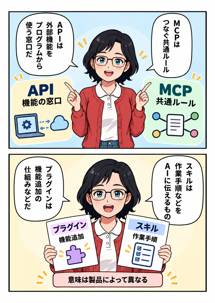 マンガで分かる08、MCP・API・スキル・プラグインの違い